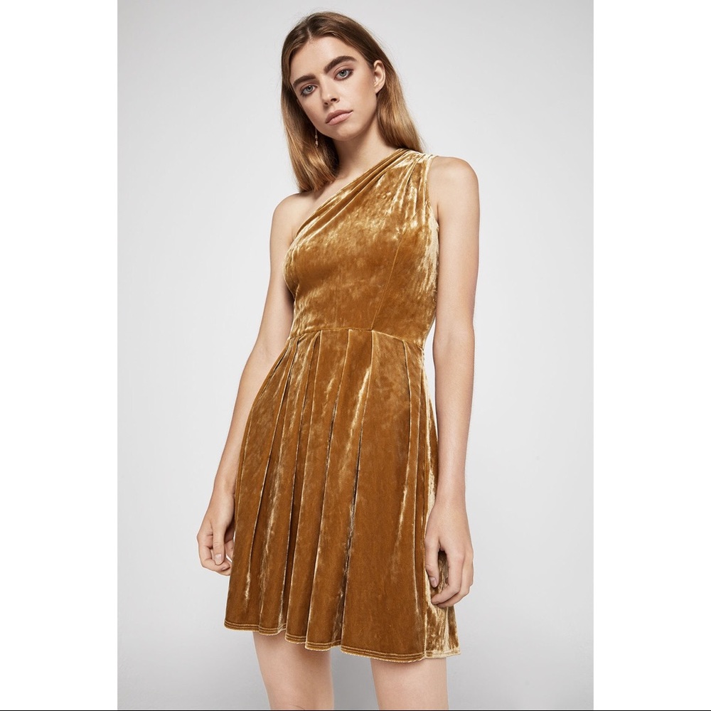 BCBG One-Shoulder Crushed Velvet Dress